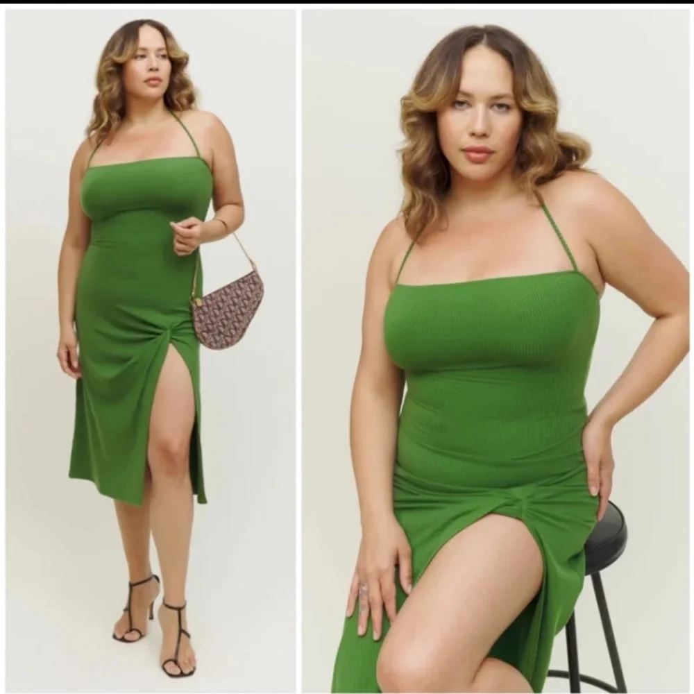 NWT Reformation Hilo Knit Dress Palm Green $148 Womens Small - Picture 2 of 12